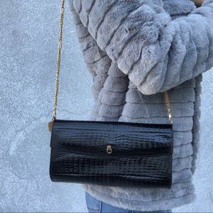 Vintage FRED Black and Gold Structured Clutch Purse